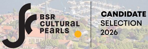 Logo des BSR Cultural Pearls vor der Stadt Schleswig